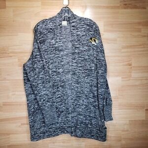 Mizzou Women's L Tiger Logo Open Cardigan Black/White Sweater Shacket